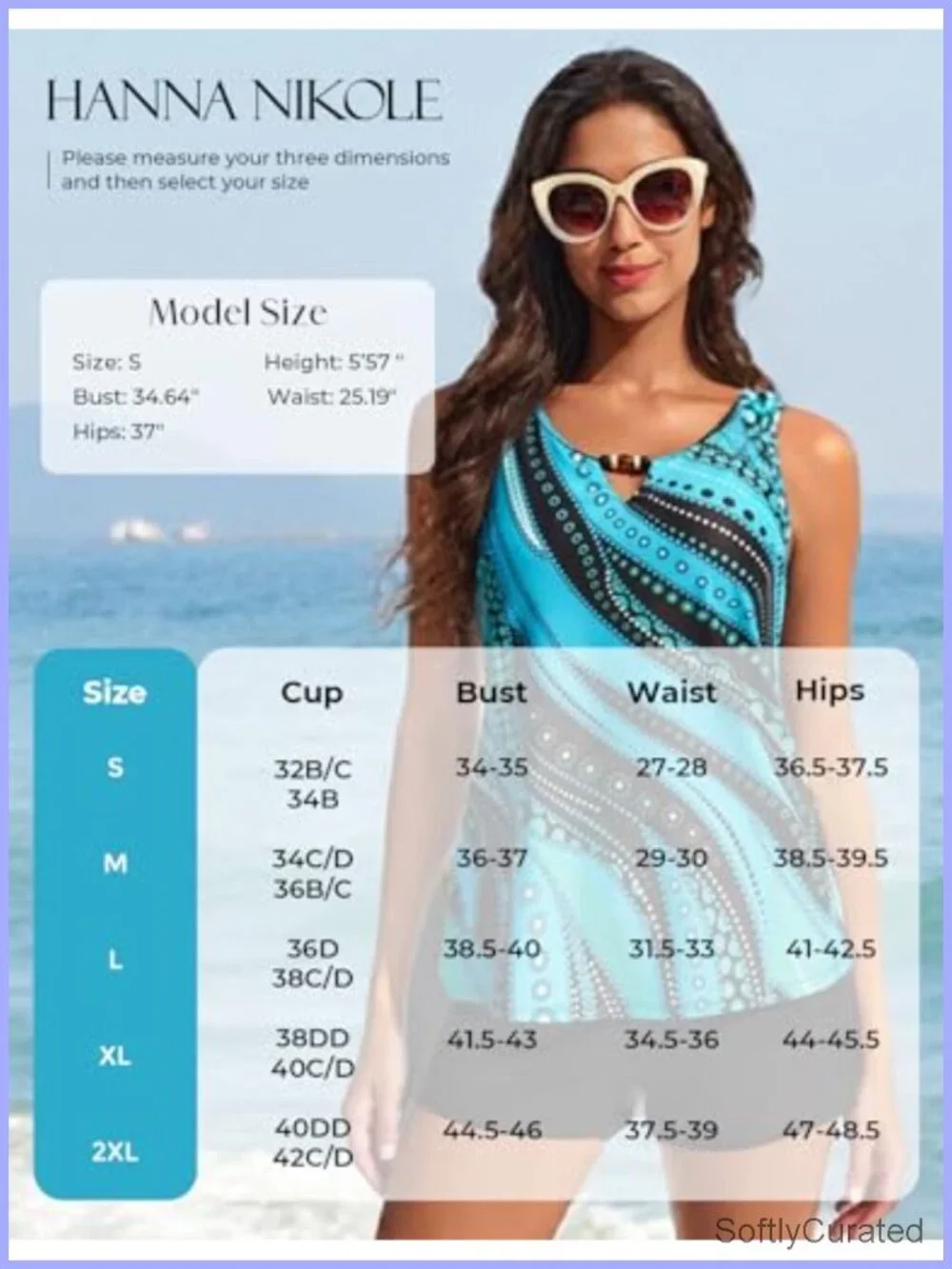 Modest Tankini Swimsuit with Bead Neckline & Swim Shorts
